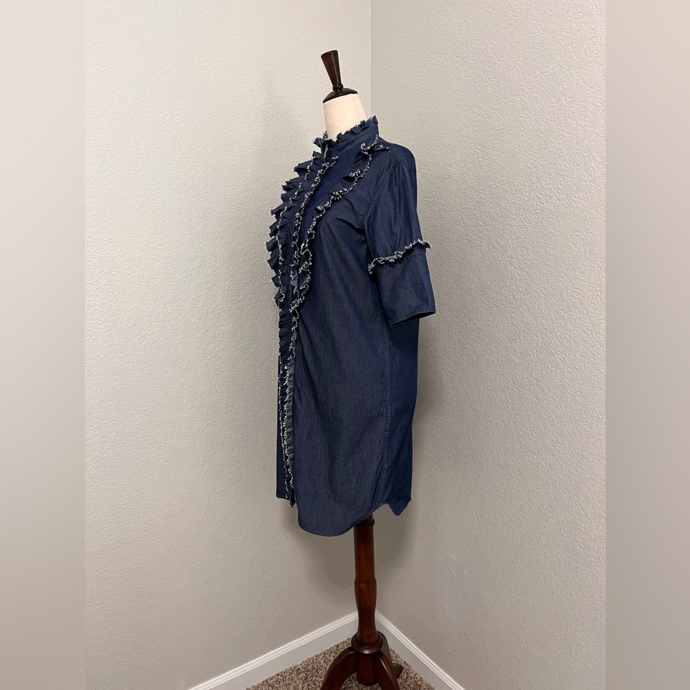Mulberry England Ruffled denim shirt dress/tunic - Picture 4 of 9